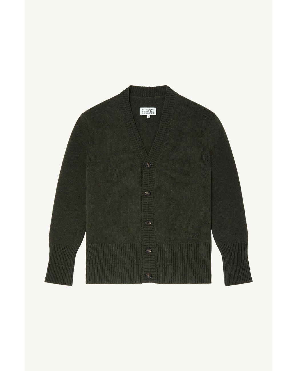 MM6 by Maison Margiela Green Wool V-Neck Cardigan for men