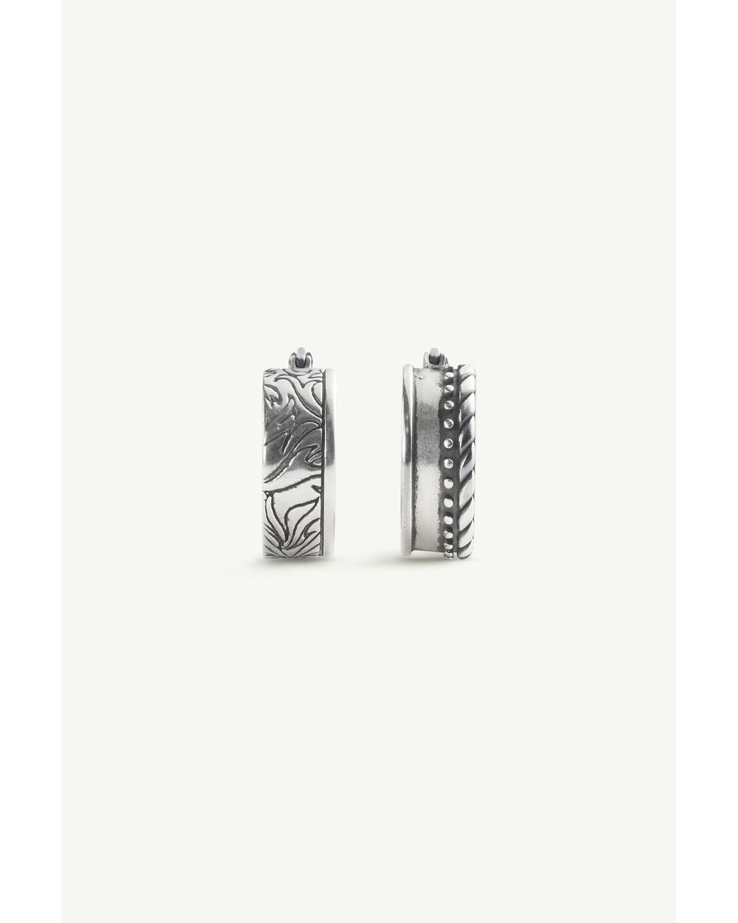 MM6 by Maison Margiela White Asymetrical Buckle Motif Earrings for men
