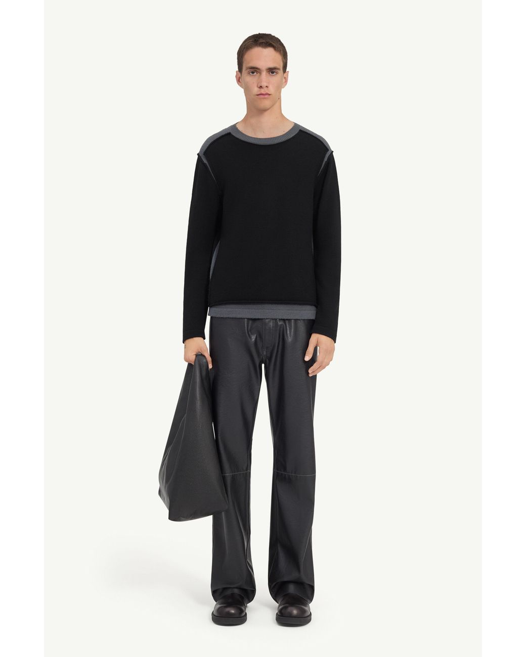 MM6 by Maison Margiela Black Crew Neck Jumper for men