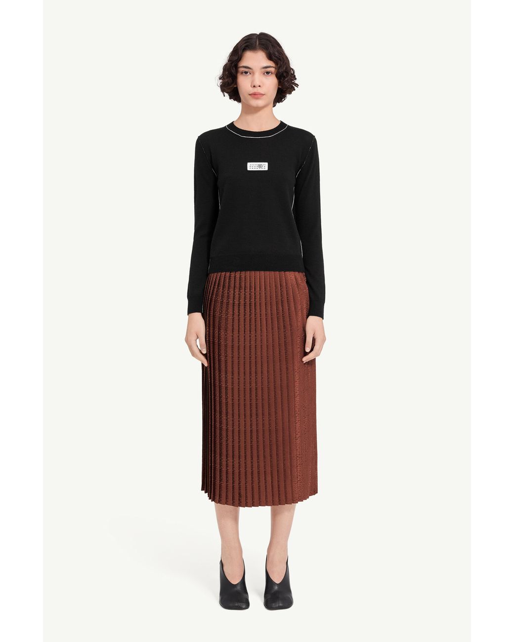 MM6 by Maison Margiela Black Contrast-Trimmed Wool Blend Knit Jumper