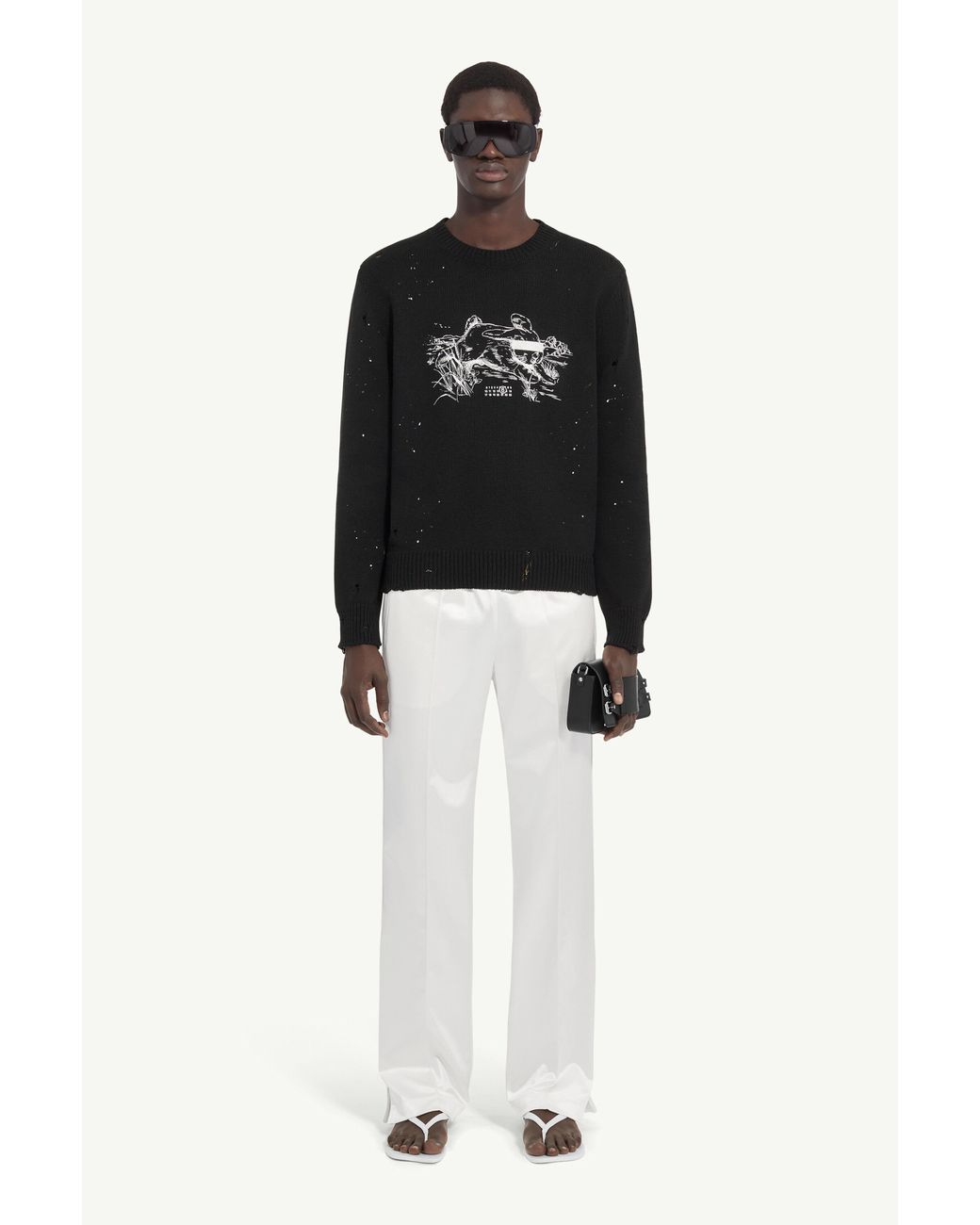MM6 by Maison Margiela Black Rabbit Print Jumper for men