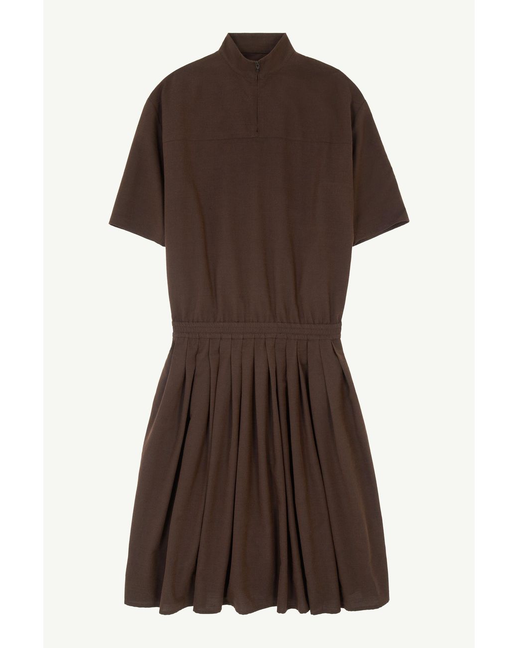MM6 by Maison Margiela Brown Wool Shirting Shirt Dress