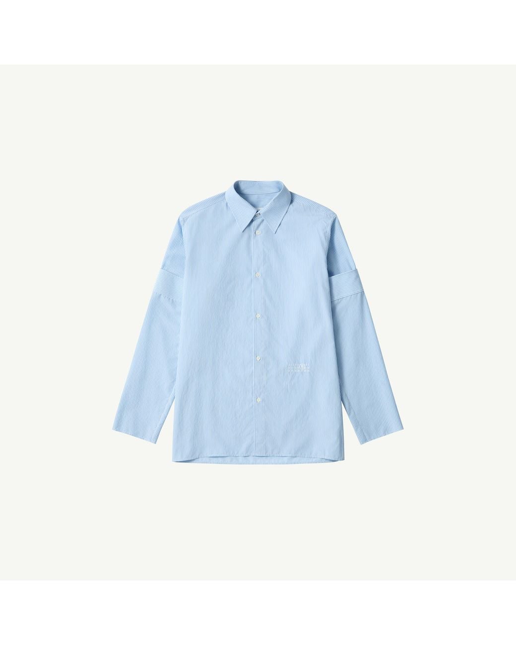 MM6 by Maison Margiela Blue Numeric Embroidery Striped Shirt for men