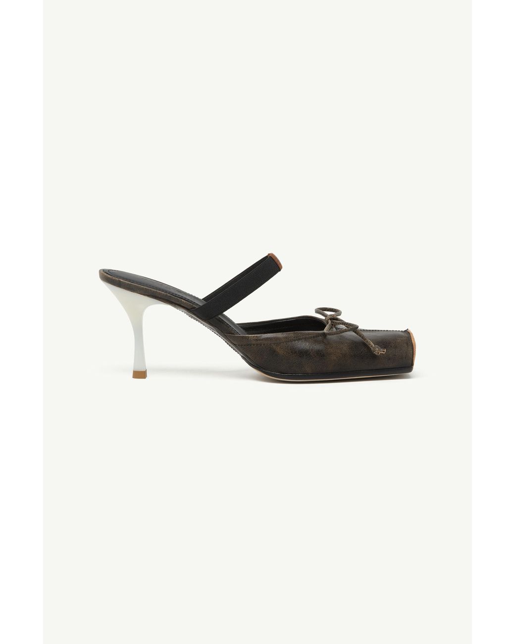MM6 by Maison Margiela Brown Square-Toe Leather Ballerina Mules