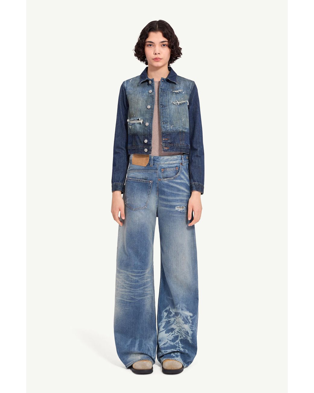MM6 by Maison Margiela Blue Cropped Denim Jacket
