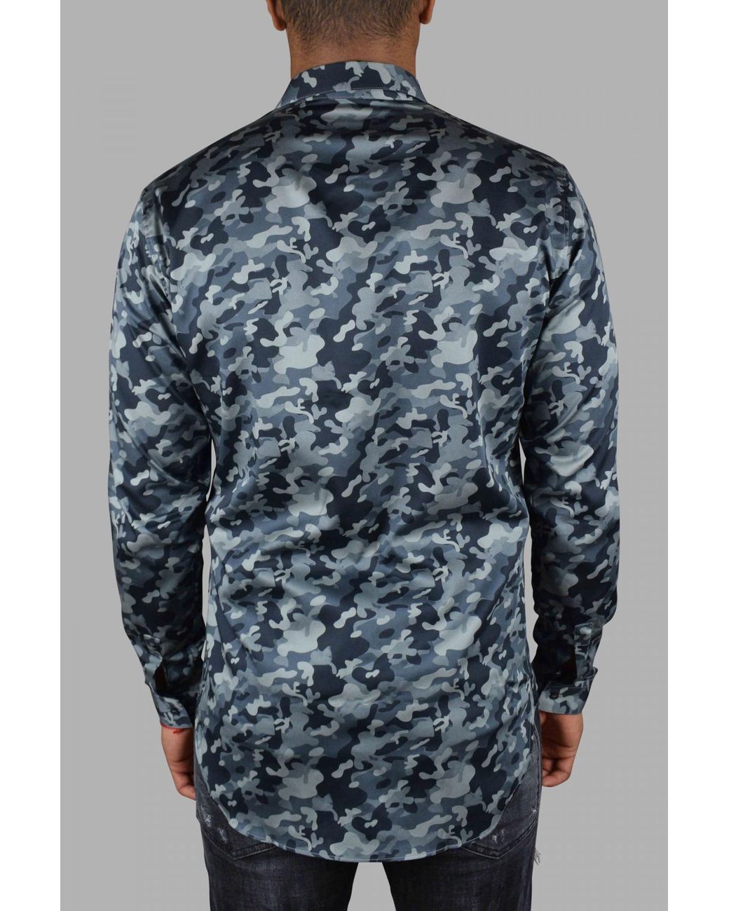 Philipp Plein Blue Ls Camouflage Shirt for men