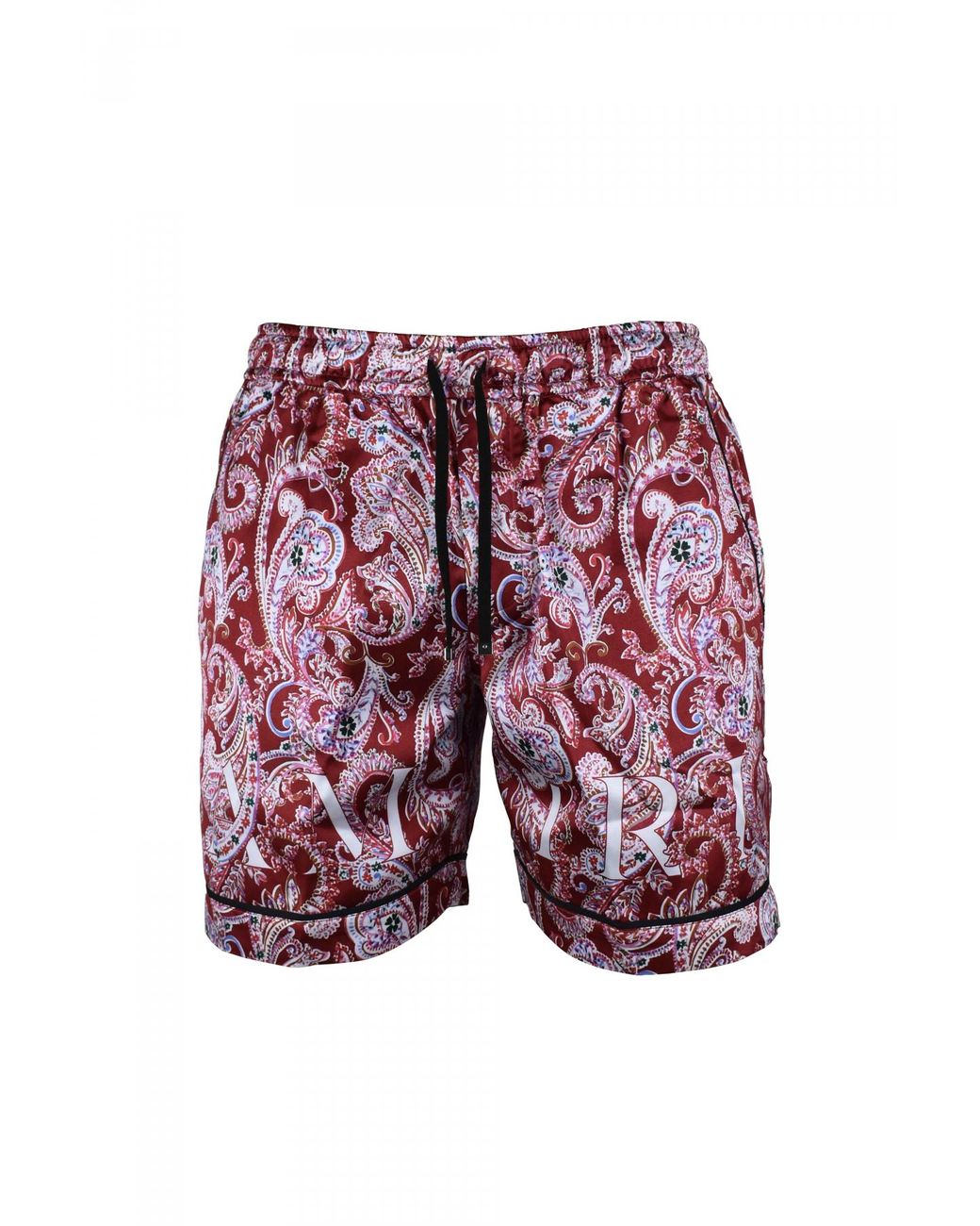 Amiri Red Viscose Shorts With Bandana Print for men