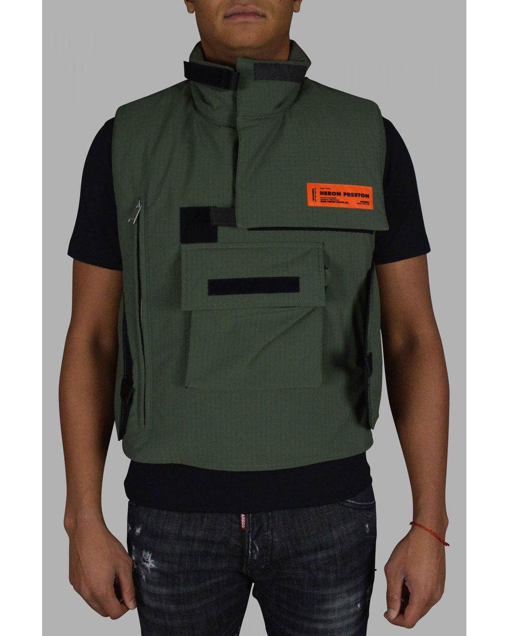 Heron Preston Military Vest in Green 