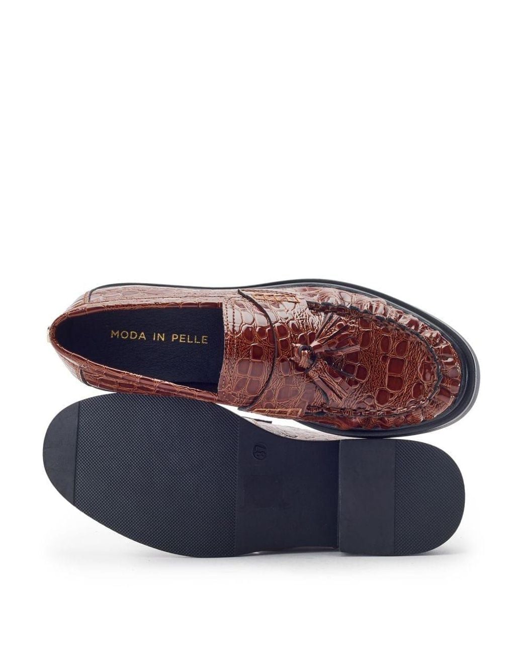 Moda In Pelle Red Erisse Patent Mocc Croc