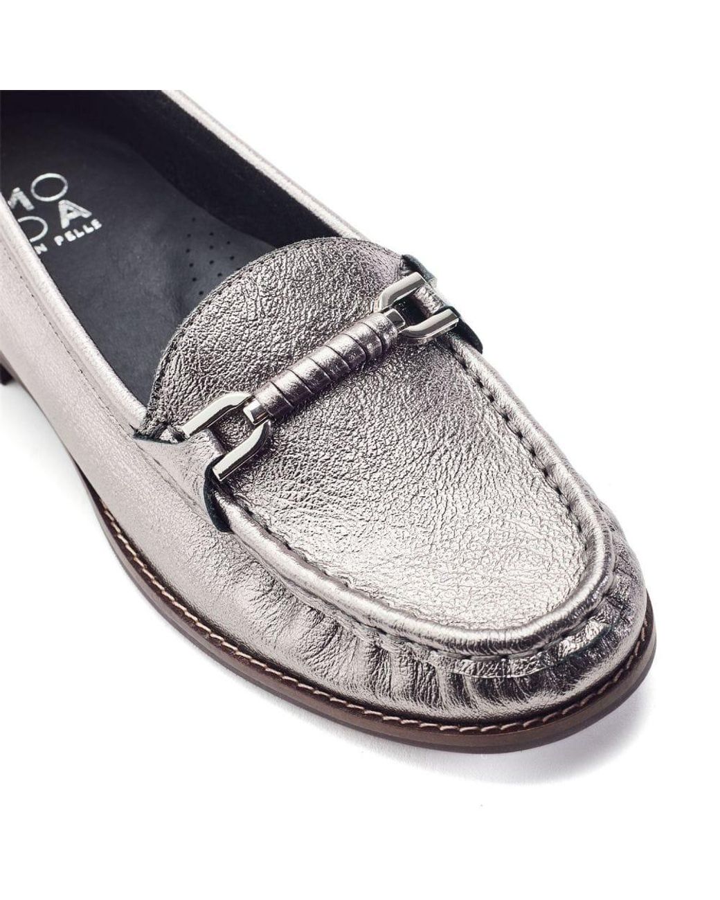 Moda In Pelle Metallic Emella Pewter Leather