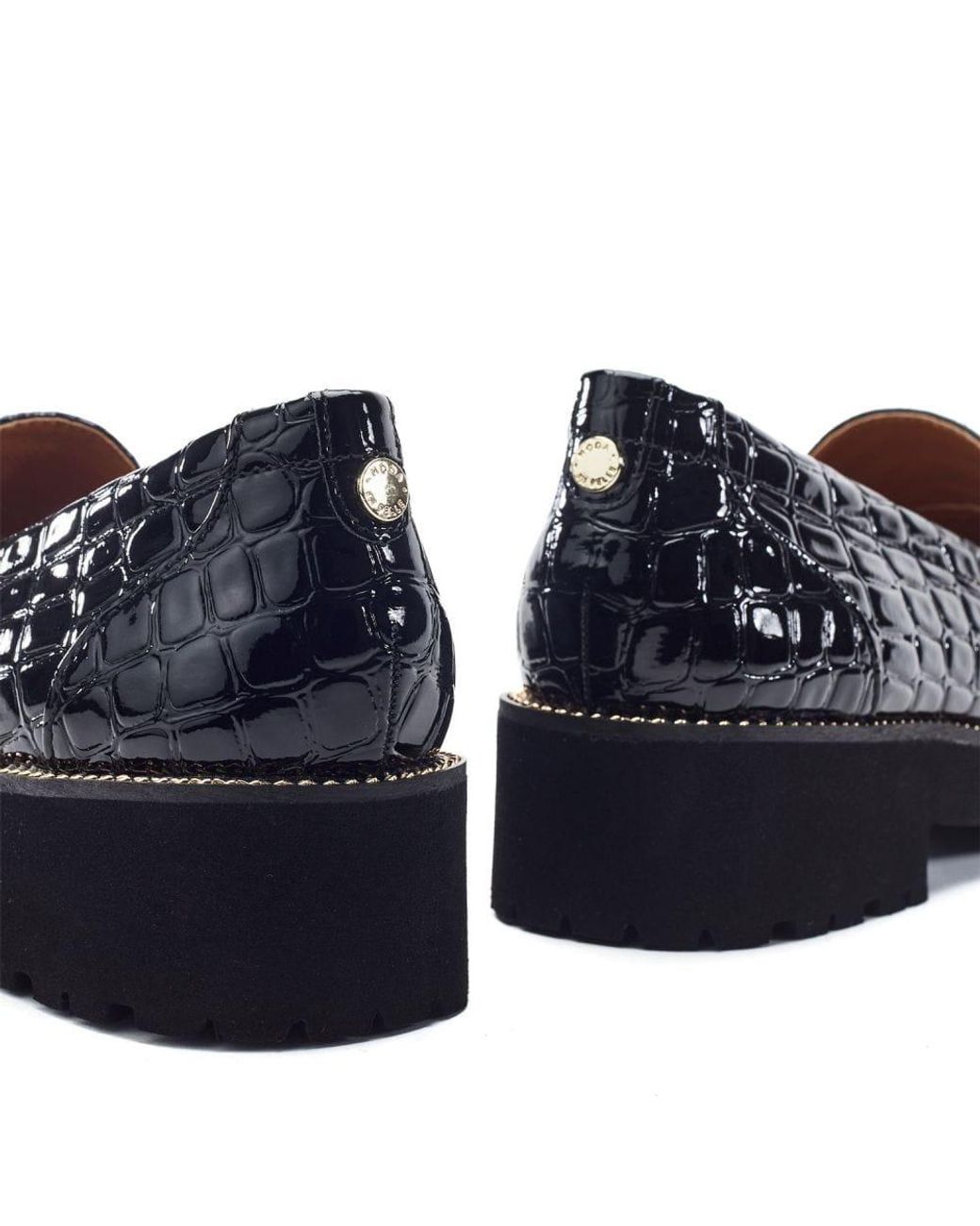 Moda In Pelle Blue Egoma Patent Mocc Croc