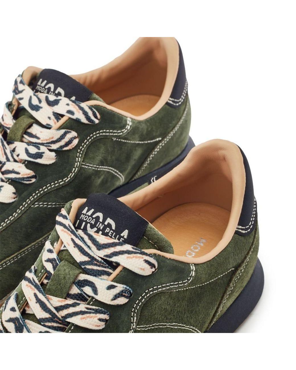 Moda In Pelle Green Aveline Khaki Suede