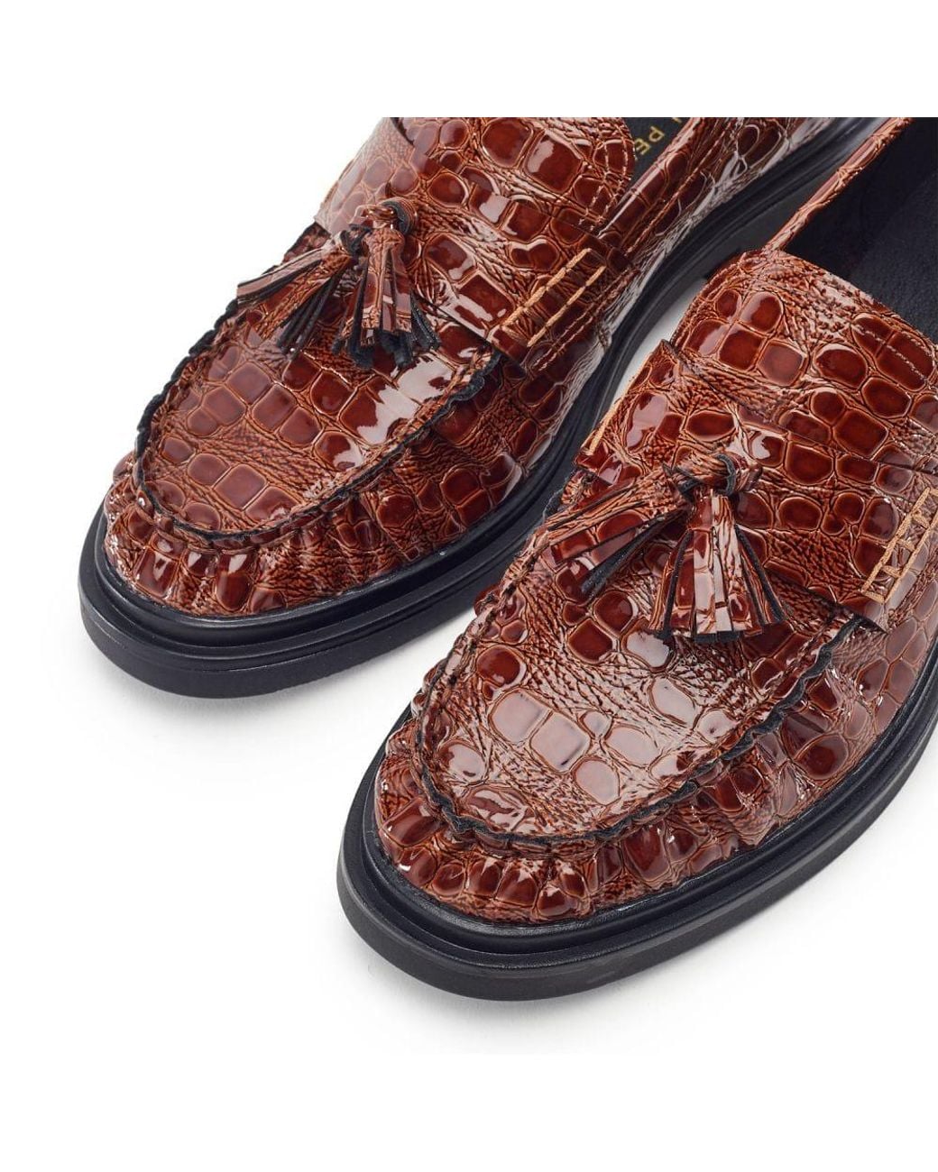 Moda In Pelle Red Erisse Patent Mocc Croc
