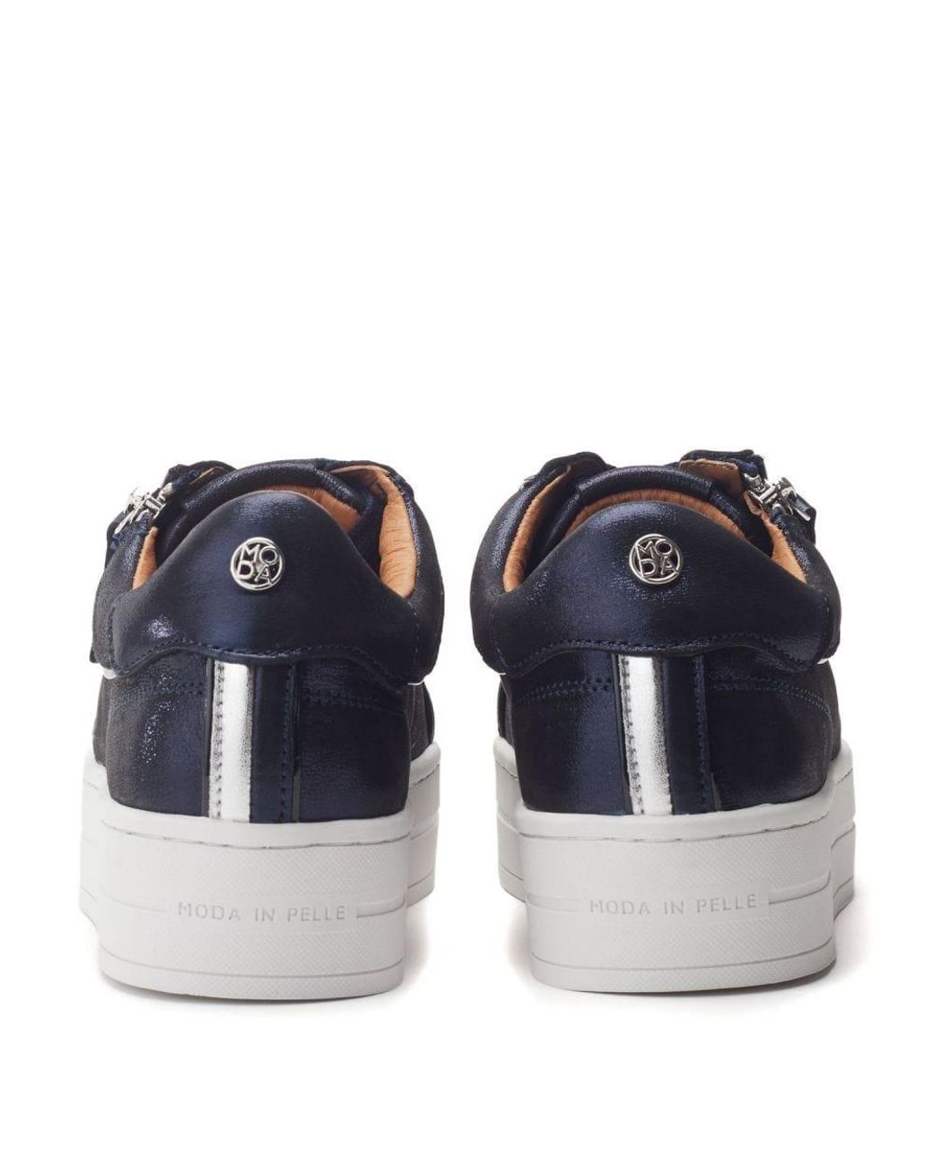Moda In Pelle Blue Barlli Metallic Leather