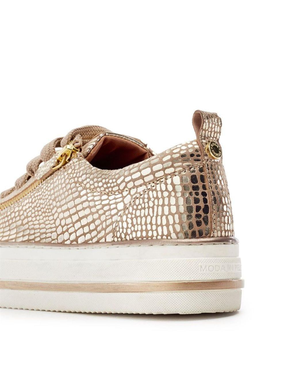 Moda In Pelle Natural Flissie Croc Print Leather