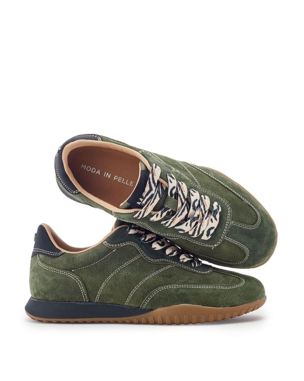 Moda In Pelle Green Aveline Khaki Suede