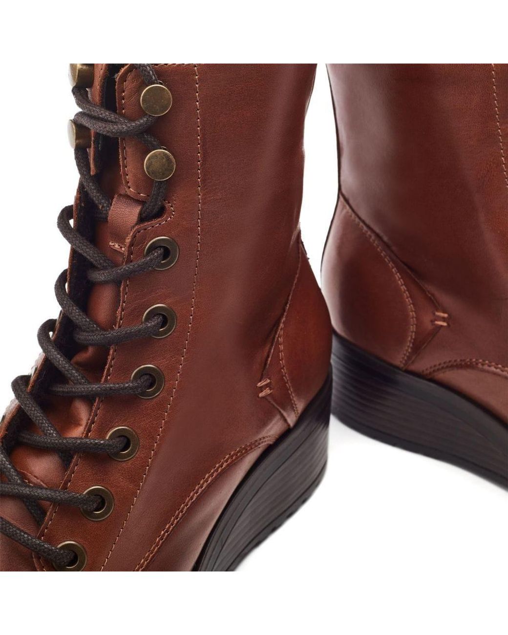 Moda In Pelle Brown Bezzy Lace Up Leather