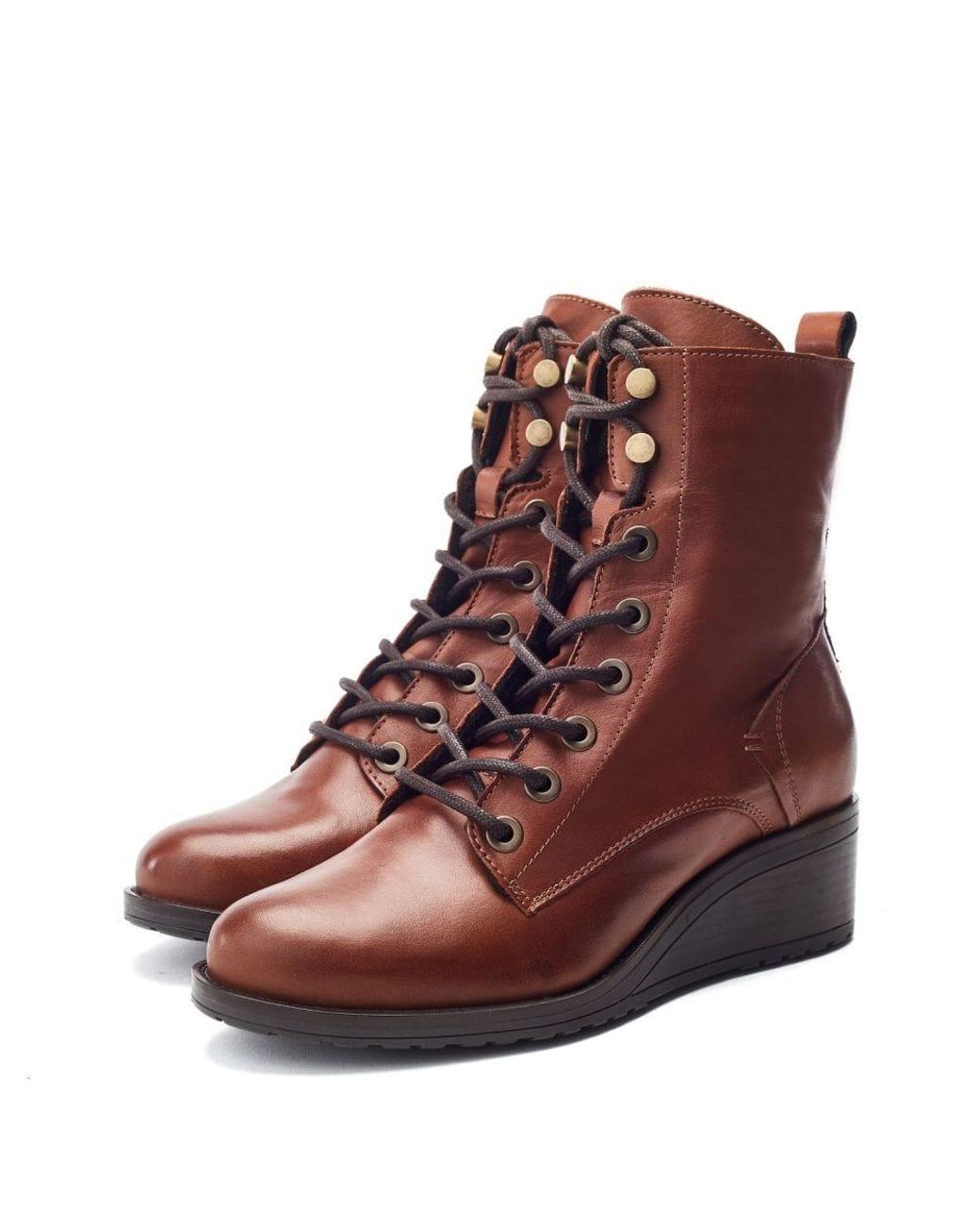 Moda In Pelle Brown Bezzy Lace Up Leather