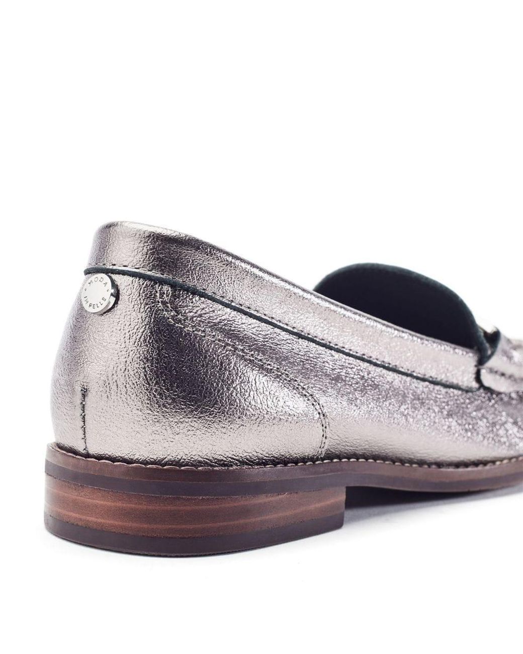 Moda In Pelle Metallic Emella Pewter Leather