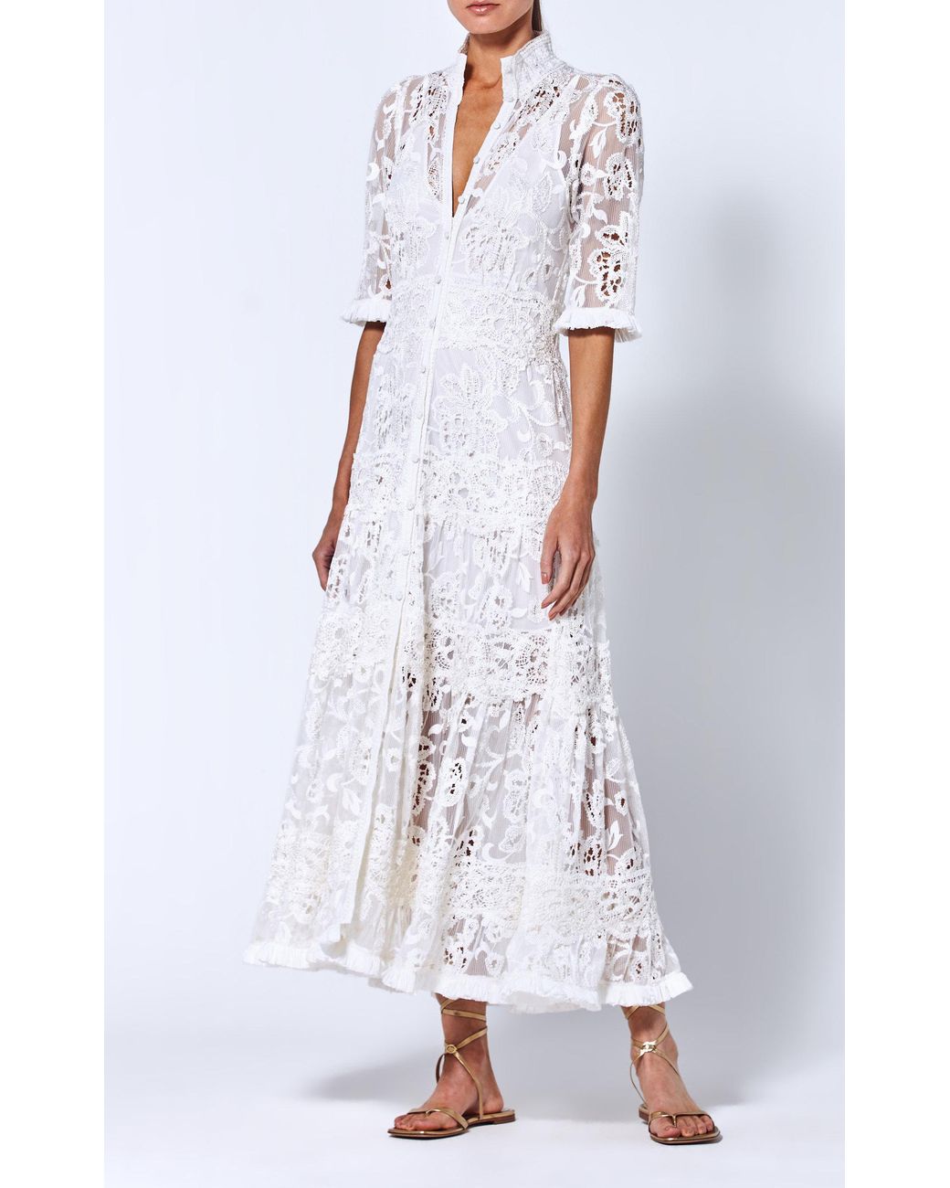 Alexis Maxime Lace Midi Dress in White Lyst