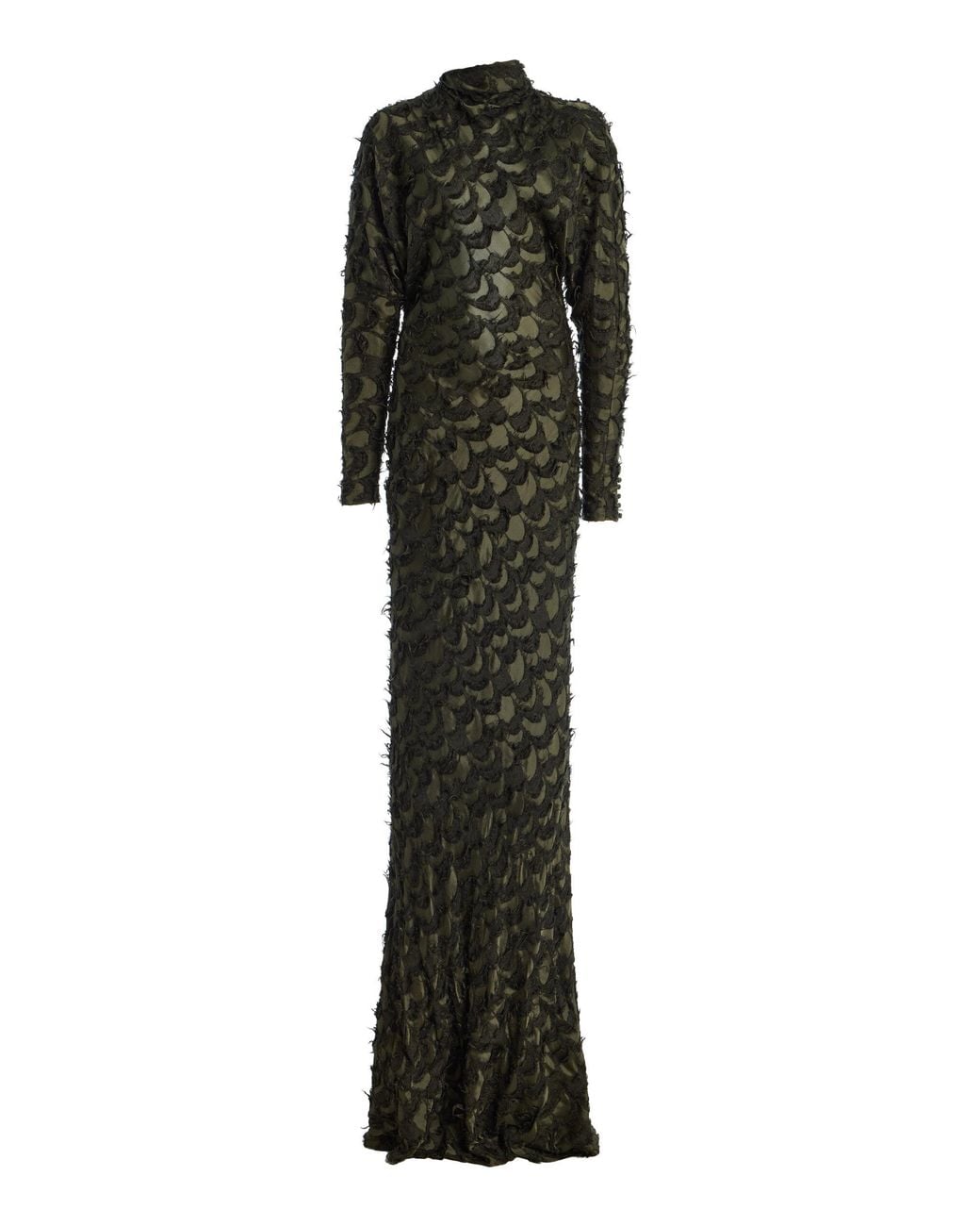 Gabriela Hearst Green Aberdeen Textured Silk-Wool Maxi Dress