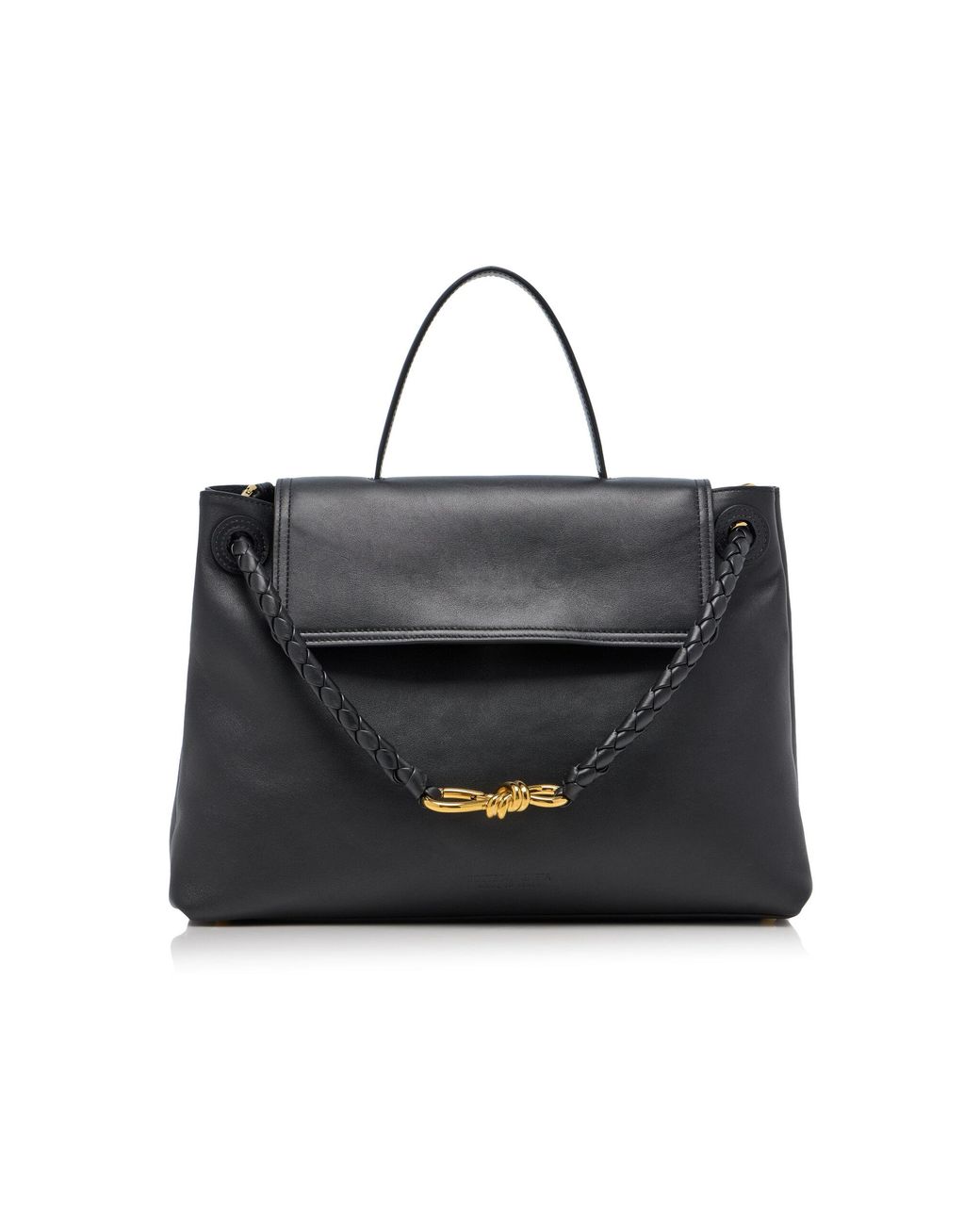Bottega Veneta Black Medium Andiamo Leather Top Handle Bag