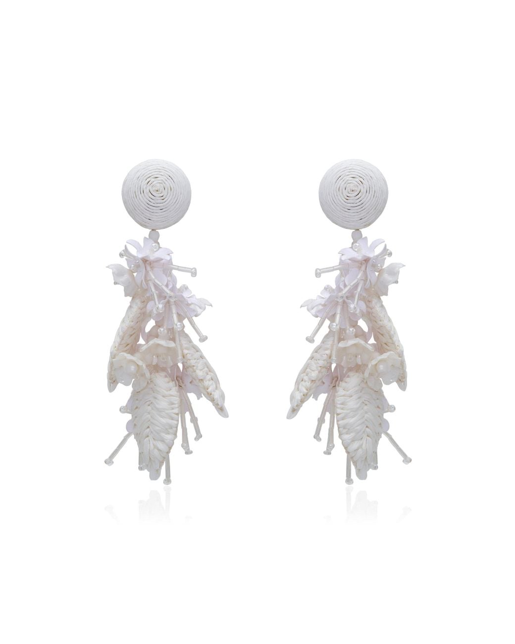 Oscar de la Renta White Tassel Bouquet Earrings