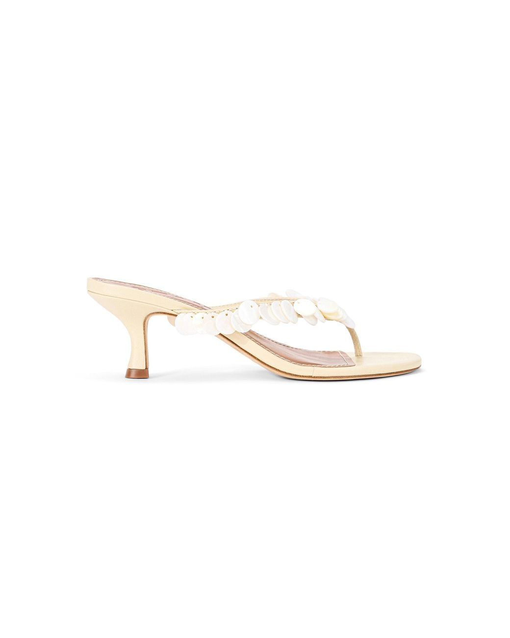 Staud White Freja Sequined Leather Sandals