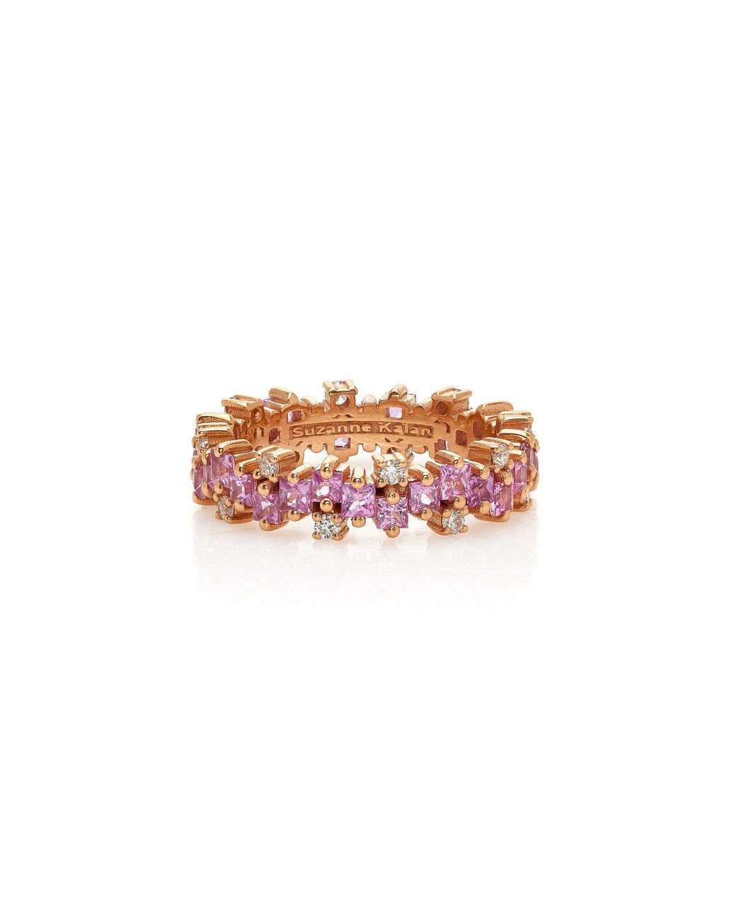 Suzanne Kalan Pink Mini Stacker 18K Rose Diamond And Sapphire Ring