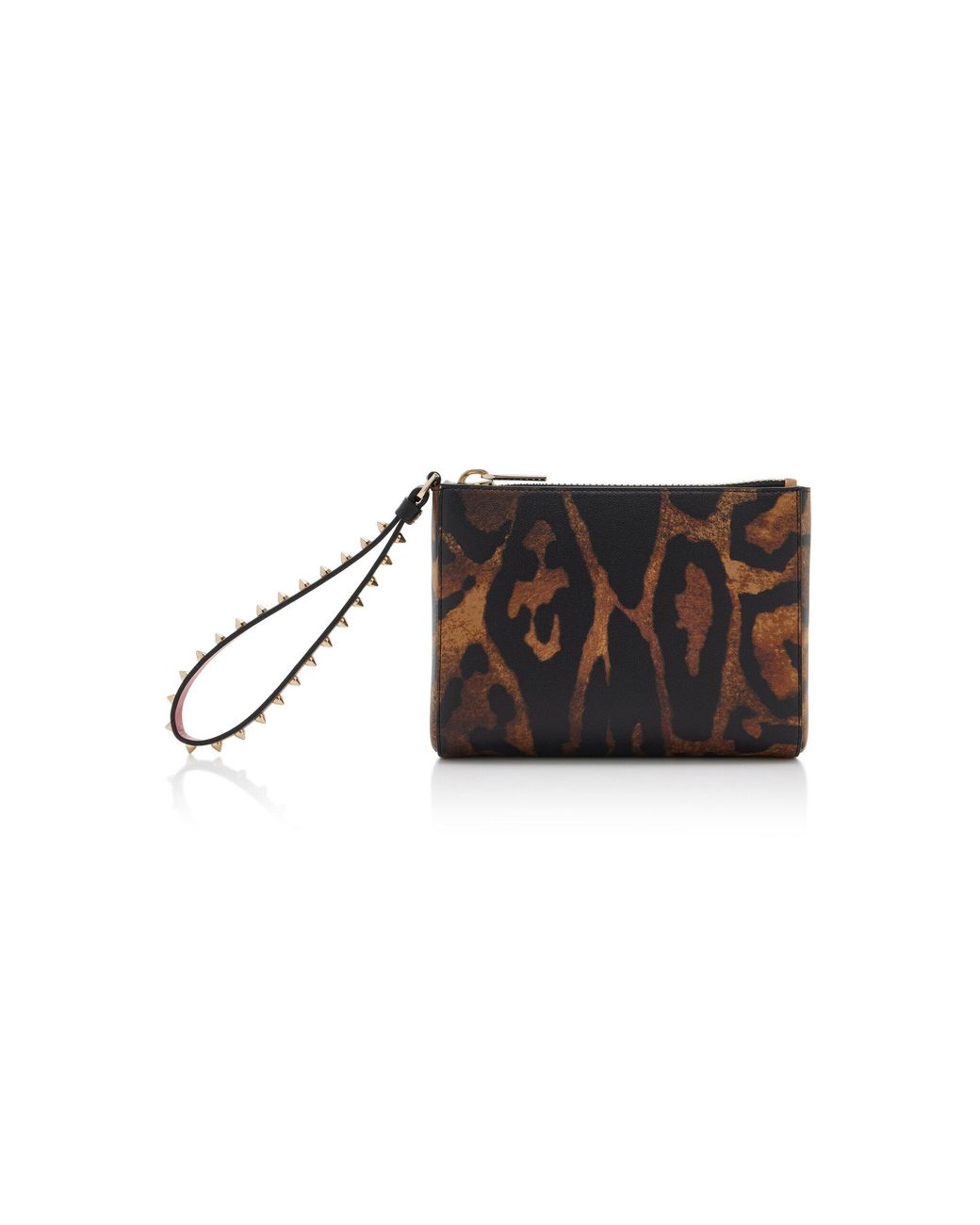 Christian Louboutin Black Cabata Mini Leopard Leather Pouch