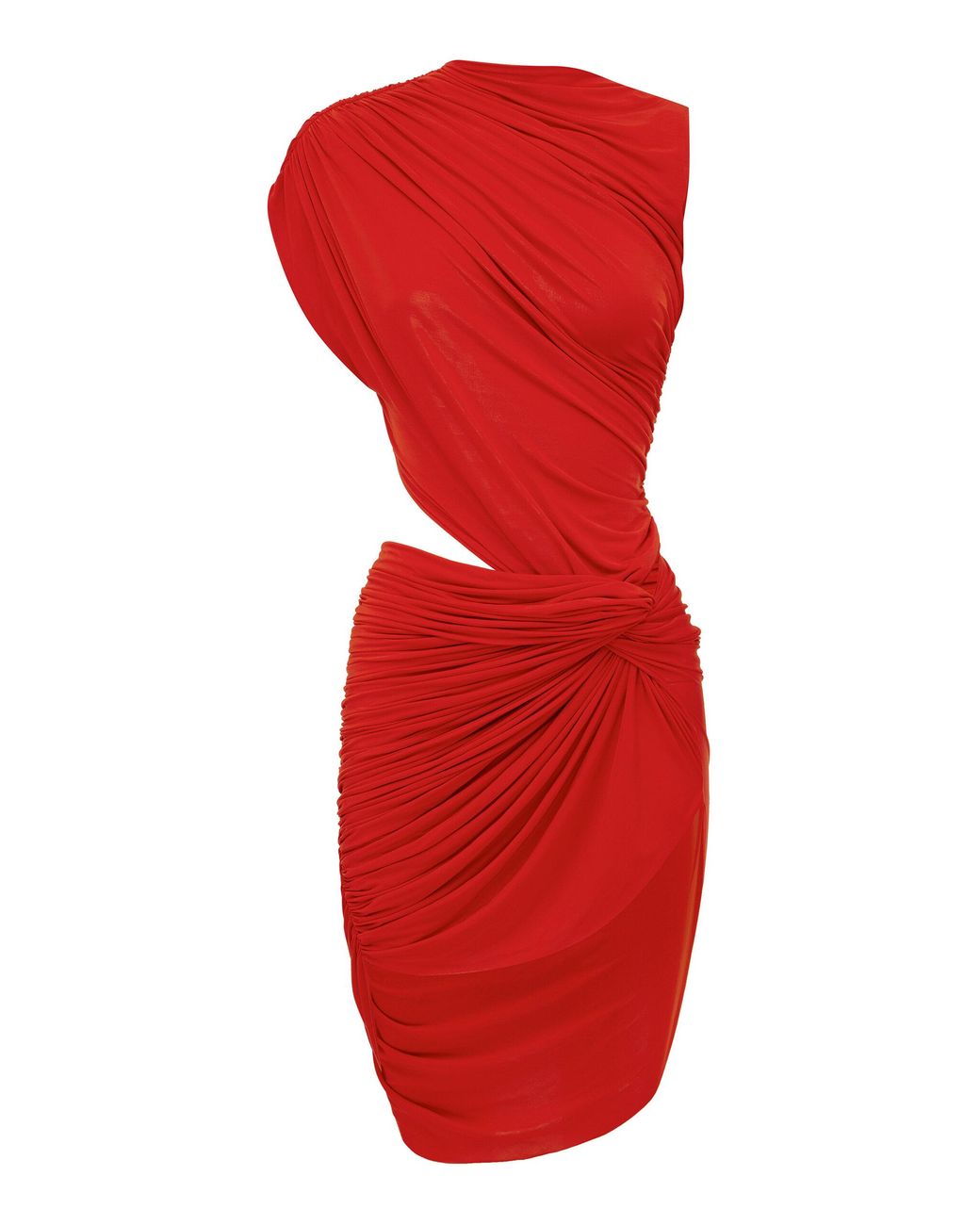 Alex Perry Red Sleeveless Ruched Twist Mini Dress