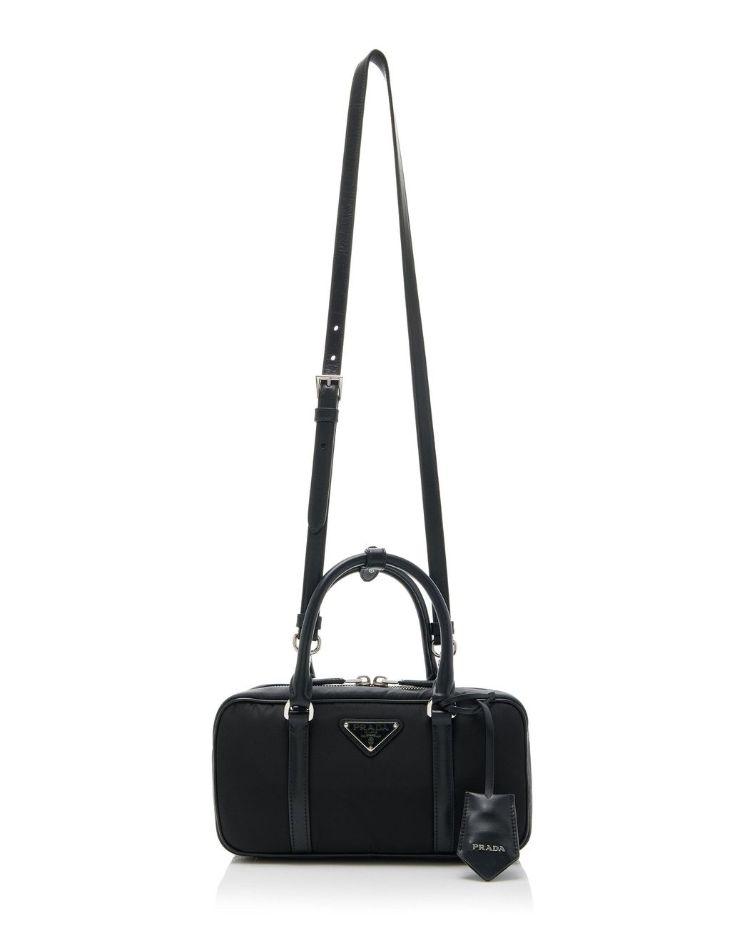Prada Bauletto Leather-trimmed Re-nylon Top Handle Bag in