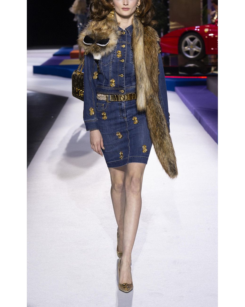 Moschino Dollar Sign Denim Skirt in 