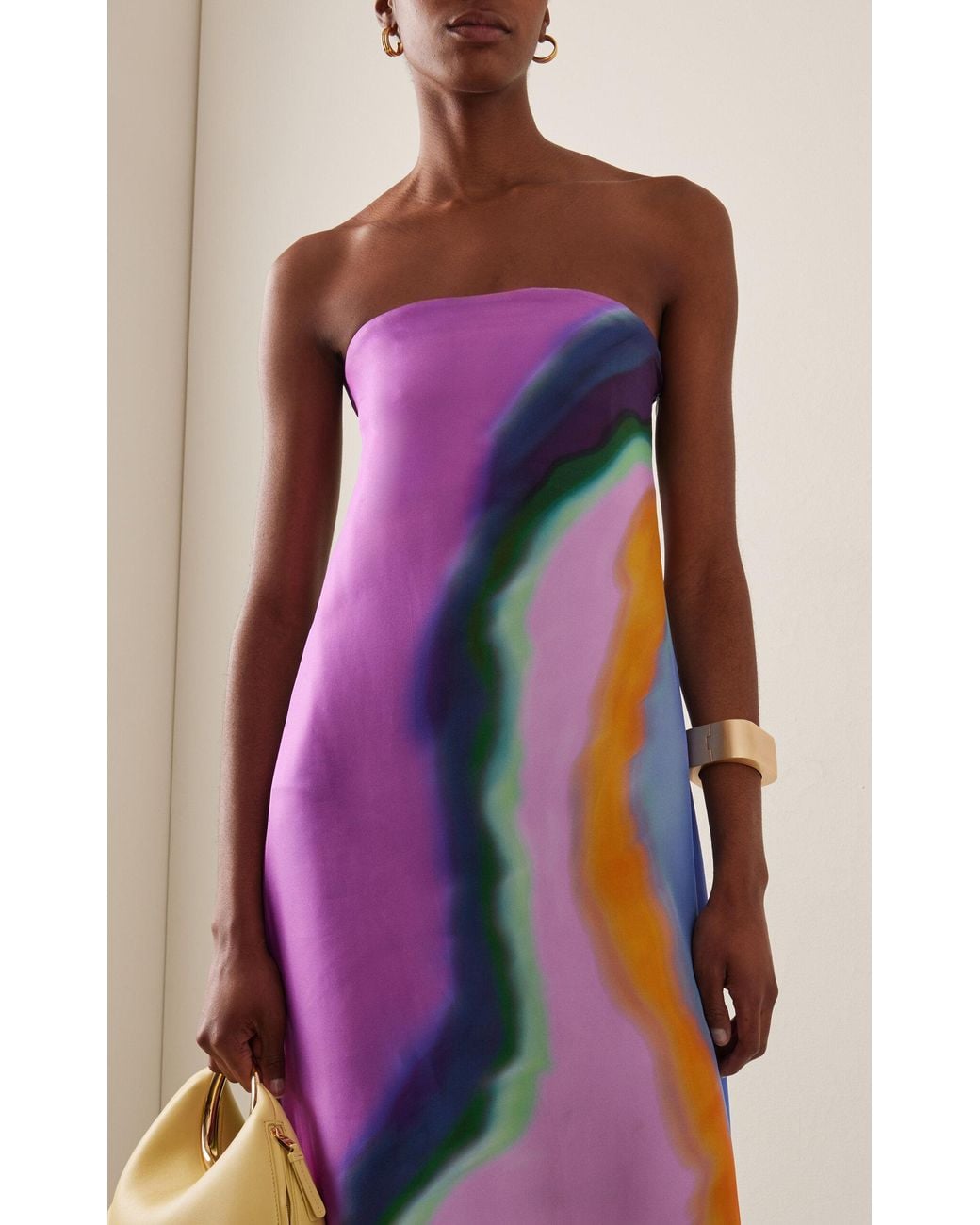 christopher esber aura silk strapless dress Christopher Esber Aura Strapless Silk Maxi Dress in Blue