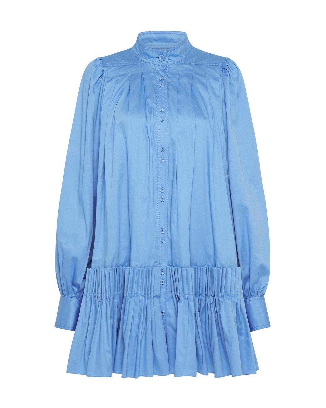 Aje. Pavillon Pleated Cotton Mini Shirt Dress in Blue | Lyst