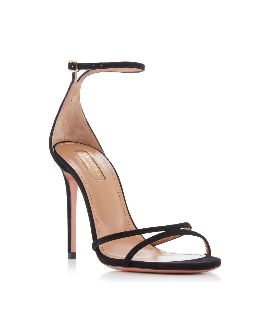 Aquazzura Purist Suede Sandals in Black | Lyst Australia