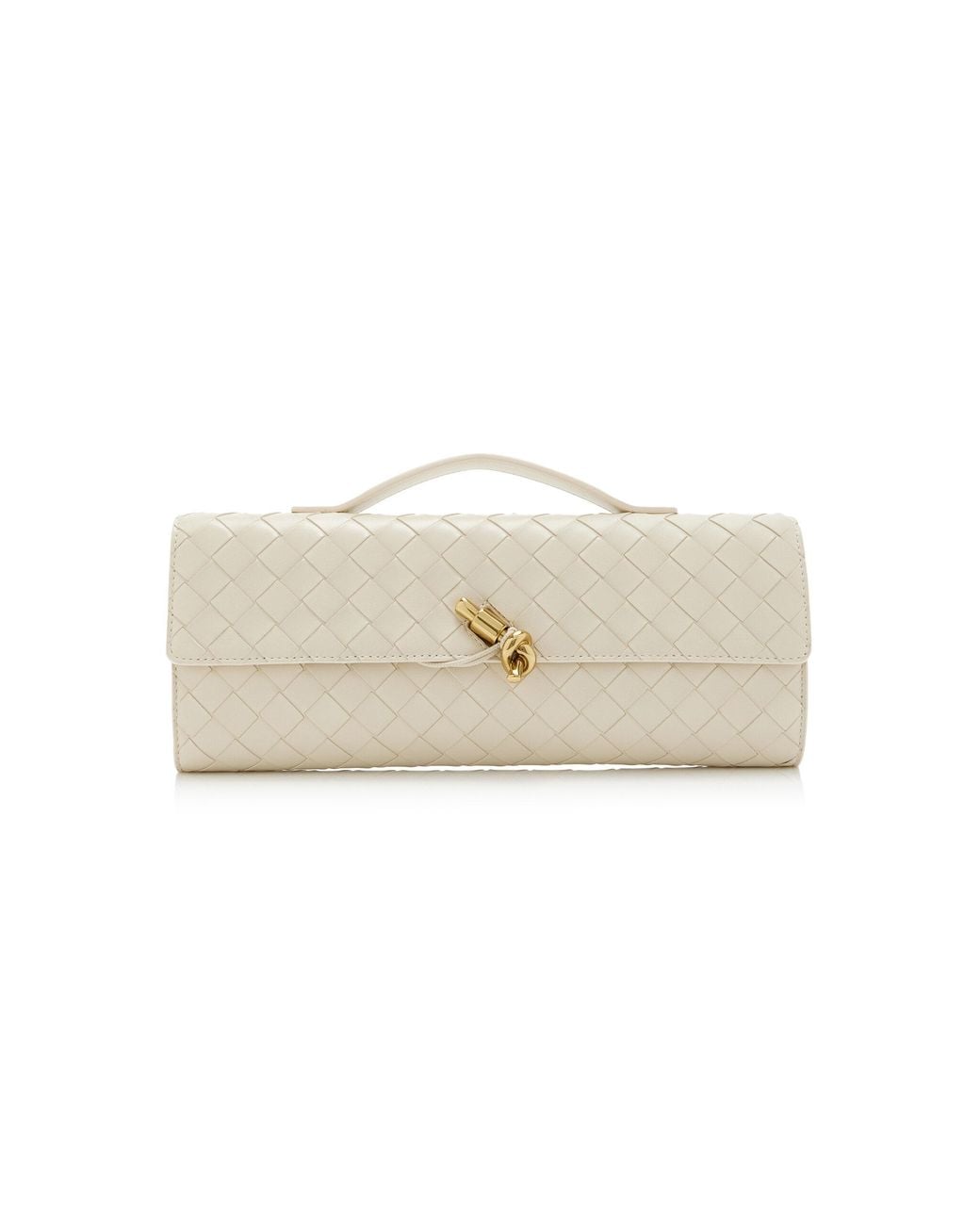 Bottega Veneta Natural Long Andiamo Intrecciato Leather Clutch