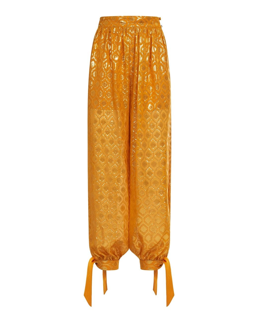 Taller Marmo Orange Giuni Metallic Printed Silk-Blend Pants