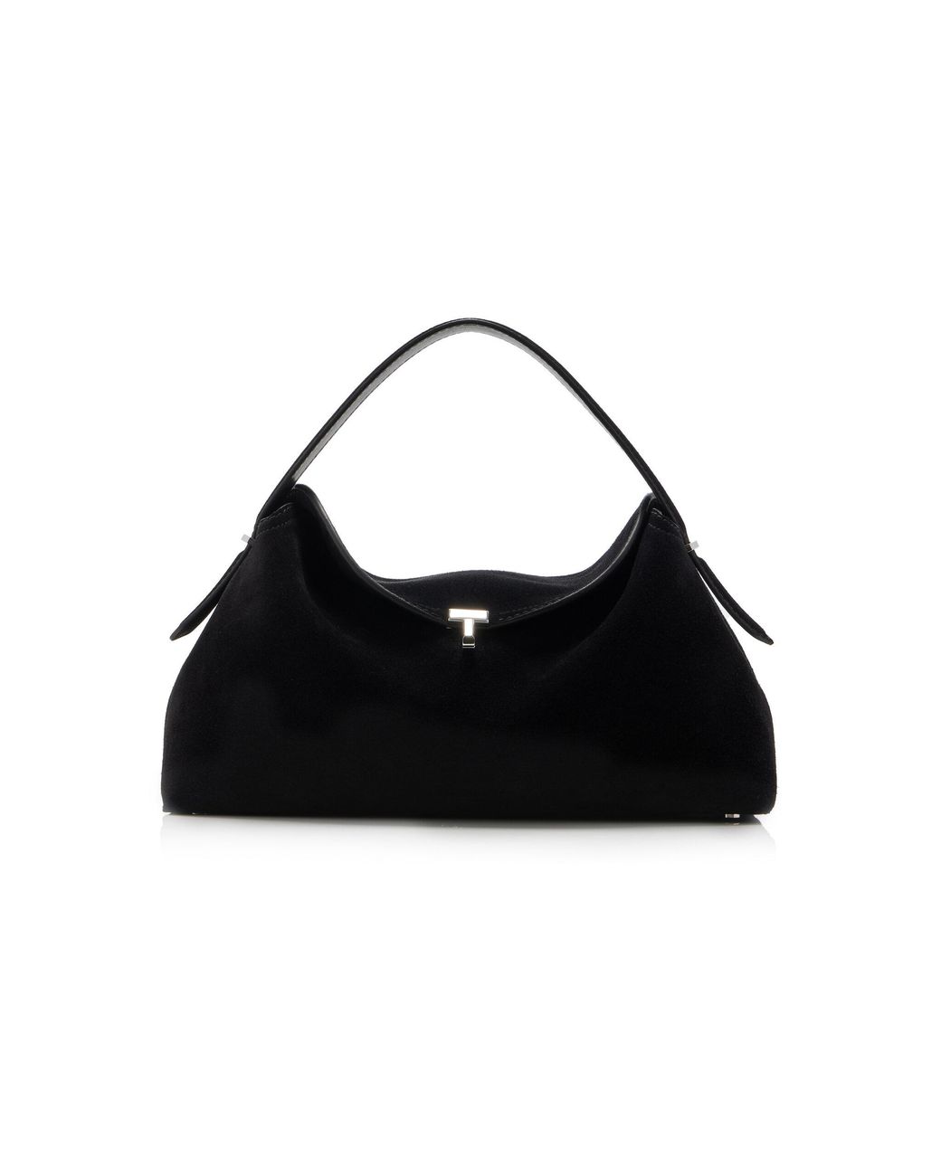 Totême Black T-lock Suede Top Handle Bag