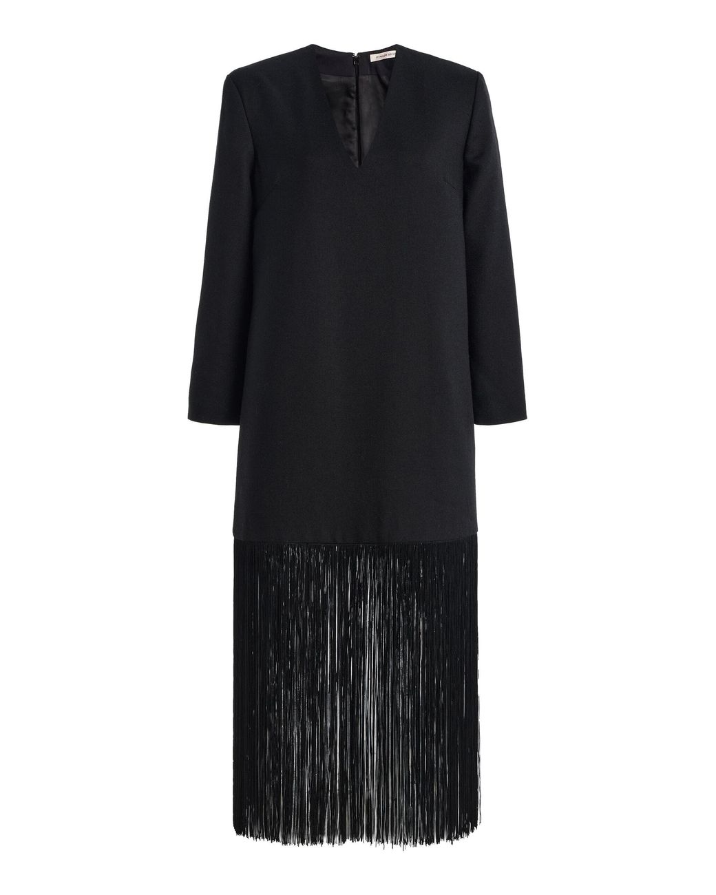 By Malene Birger Black Mella Fringed Wool Midi Dress