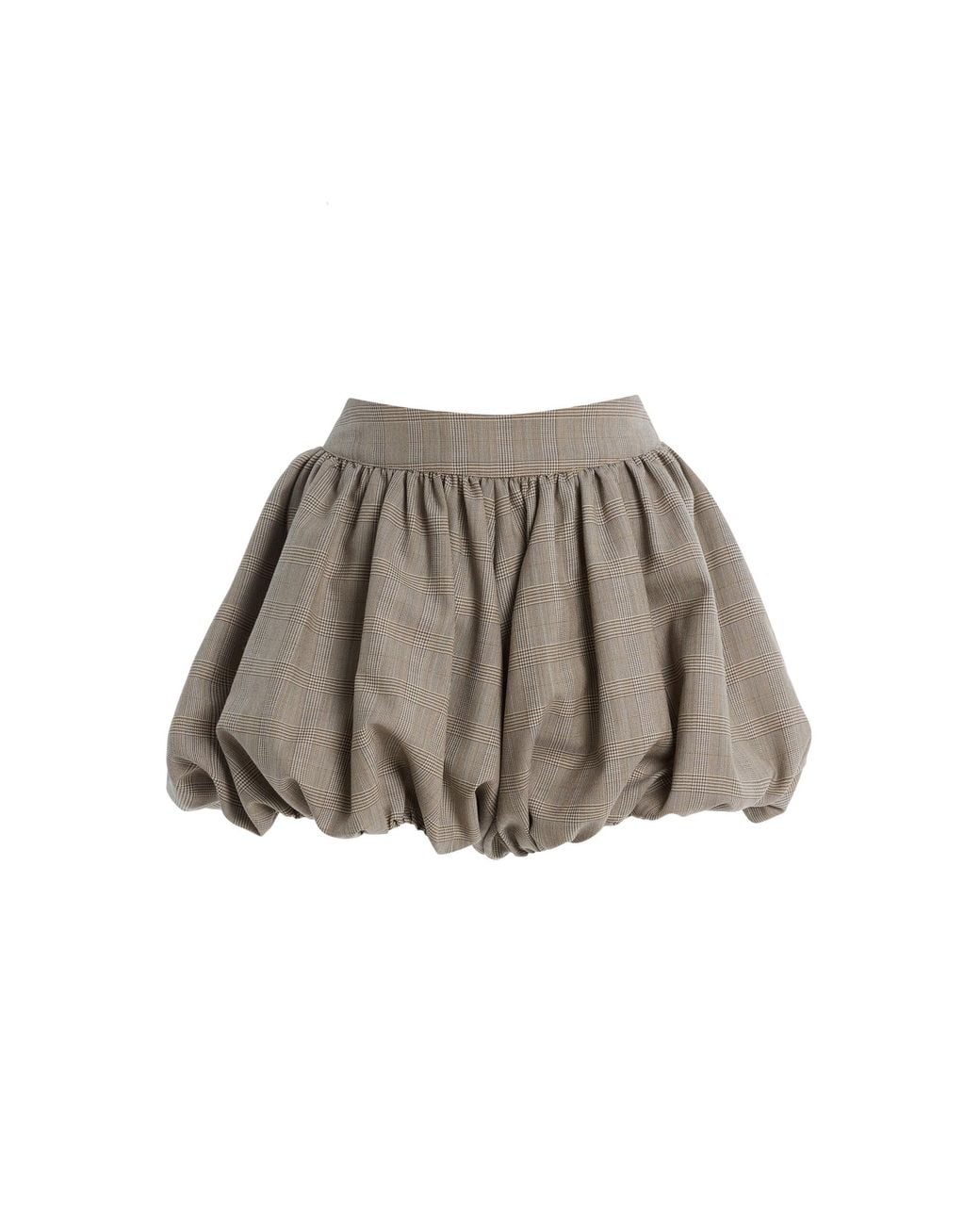 Frankie Shop Gray Alina Plaid Wool-Blend Bubble-Hem Shorts