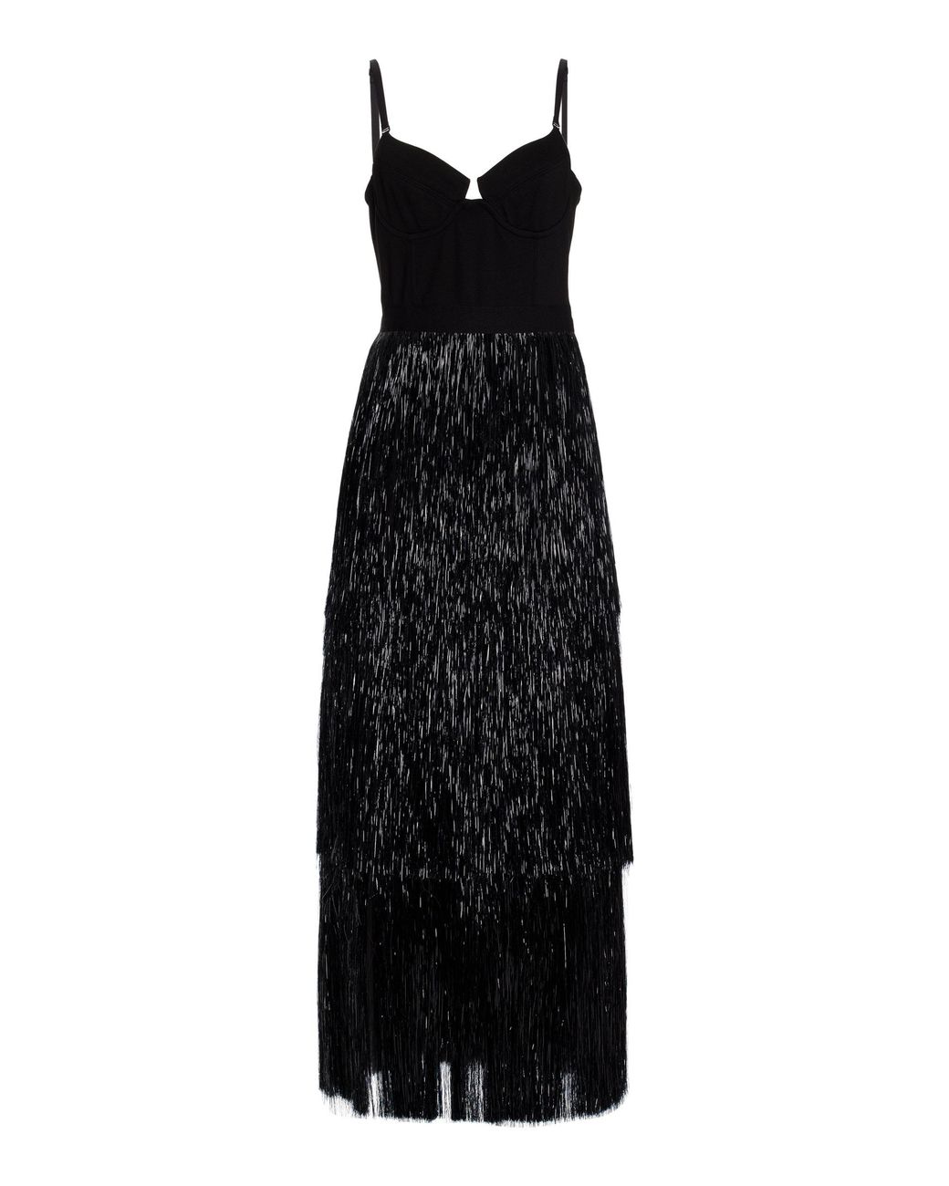 Jonathan Simkhai Hamila Tinsel Fringe Midi Dress in Black Lyst