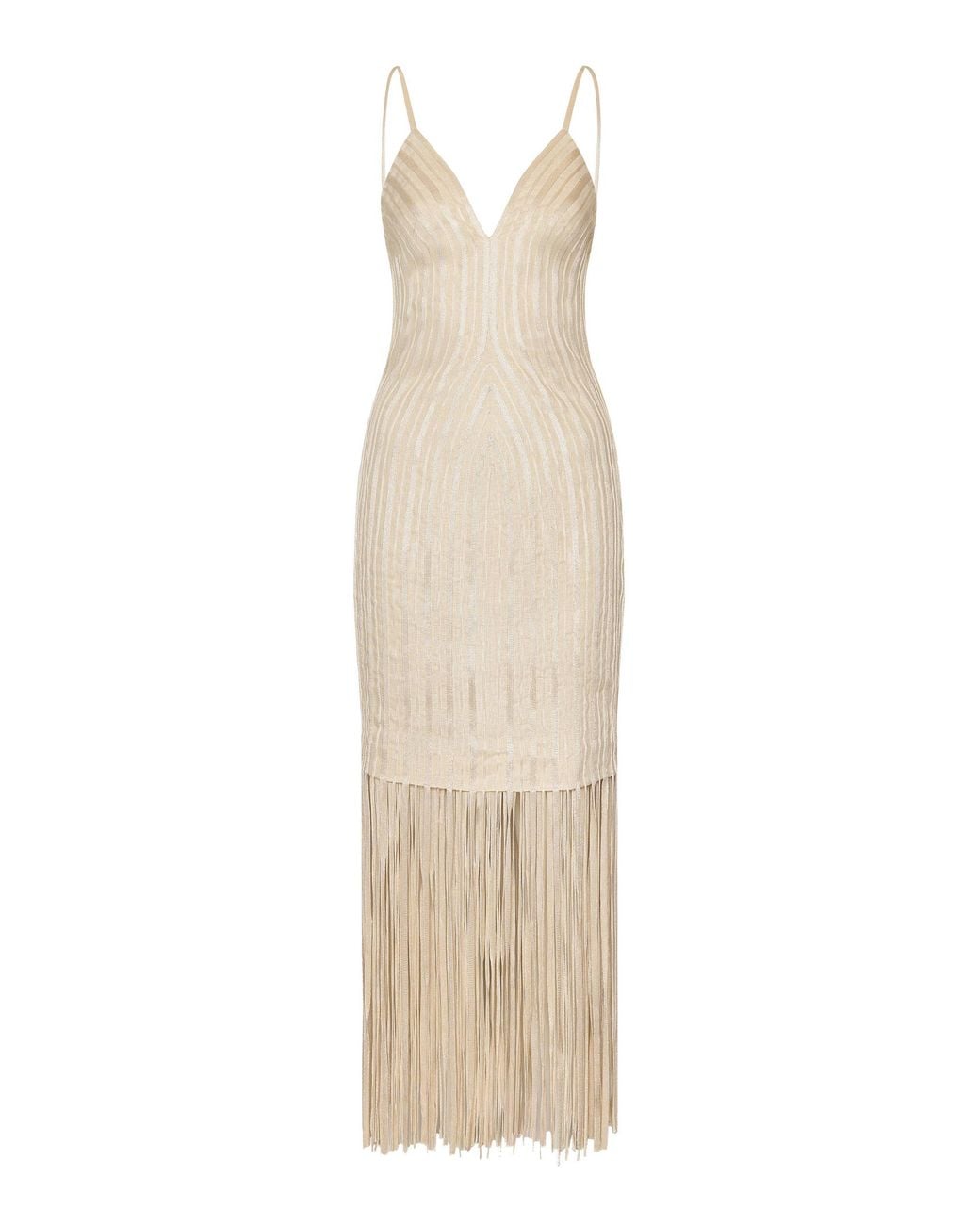 ANDRES OTALORA Natural Marea Lenta Fringed Maxi Dress