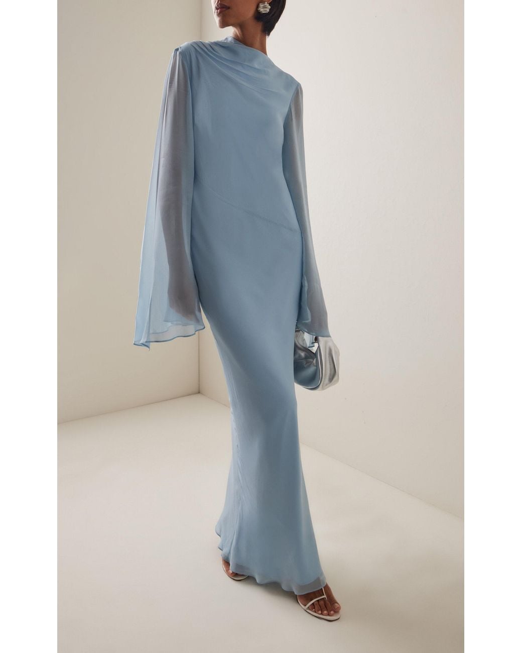 De La Vali Exclusive Olas Satin Maxi Dress in Blue | Lyst Australia