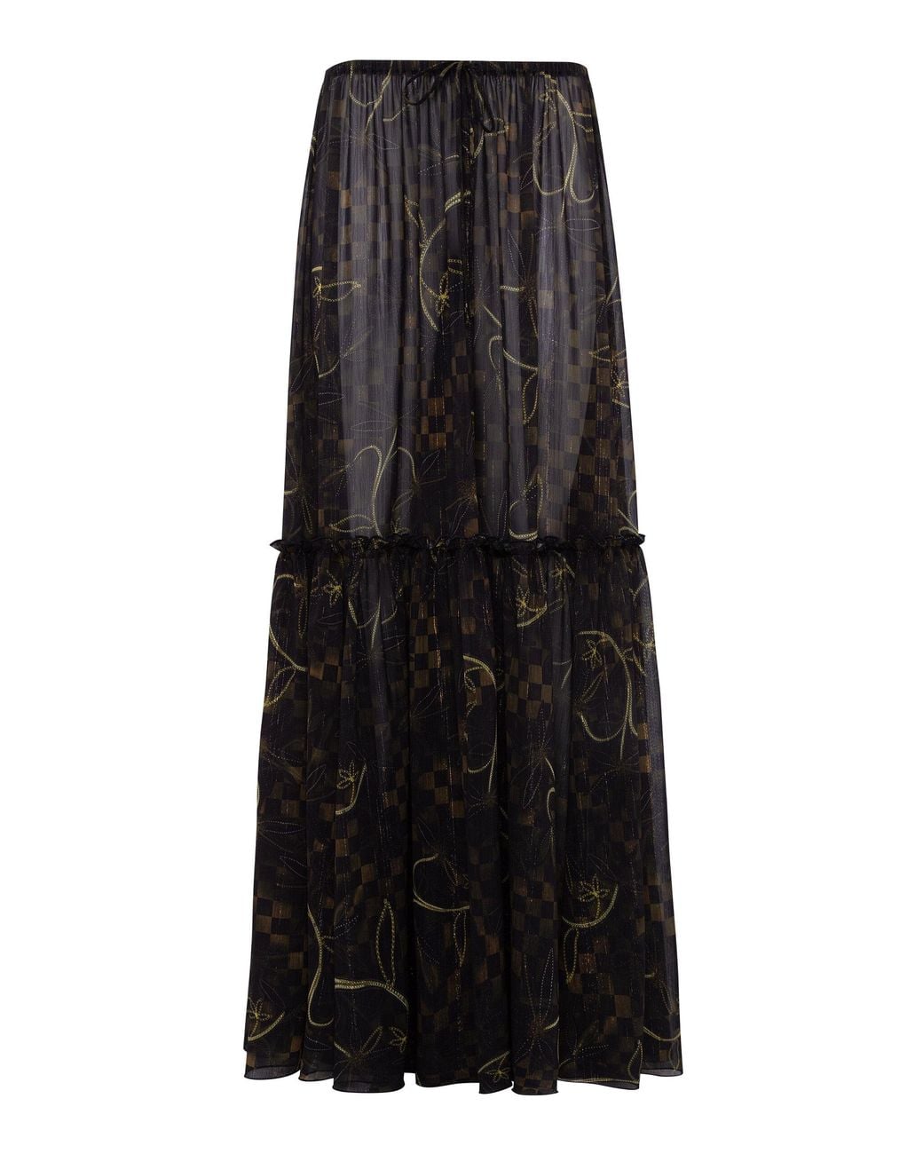 Siedres Black Arabella Printed Chiffon Maxi Skirt