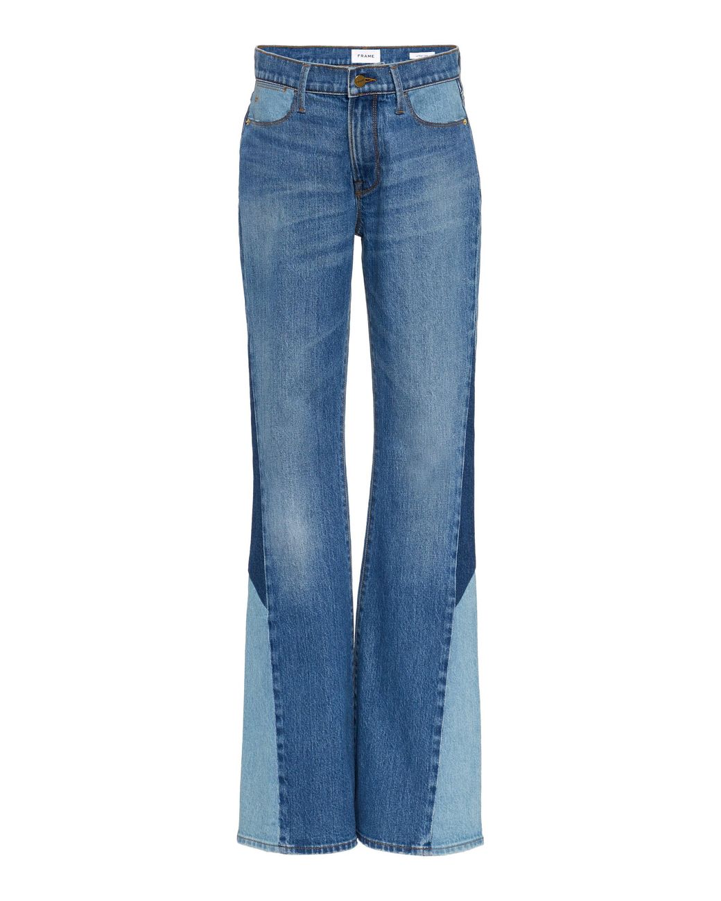 FRAME Le High Patchwork Flared Jeans in Blue | Lyst
