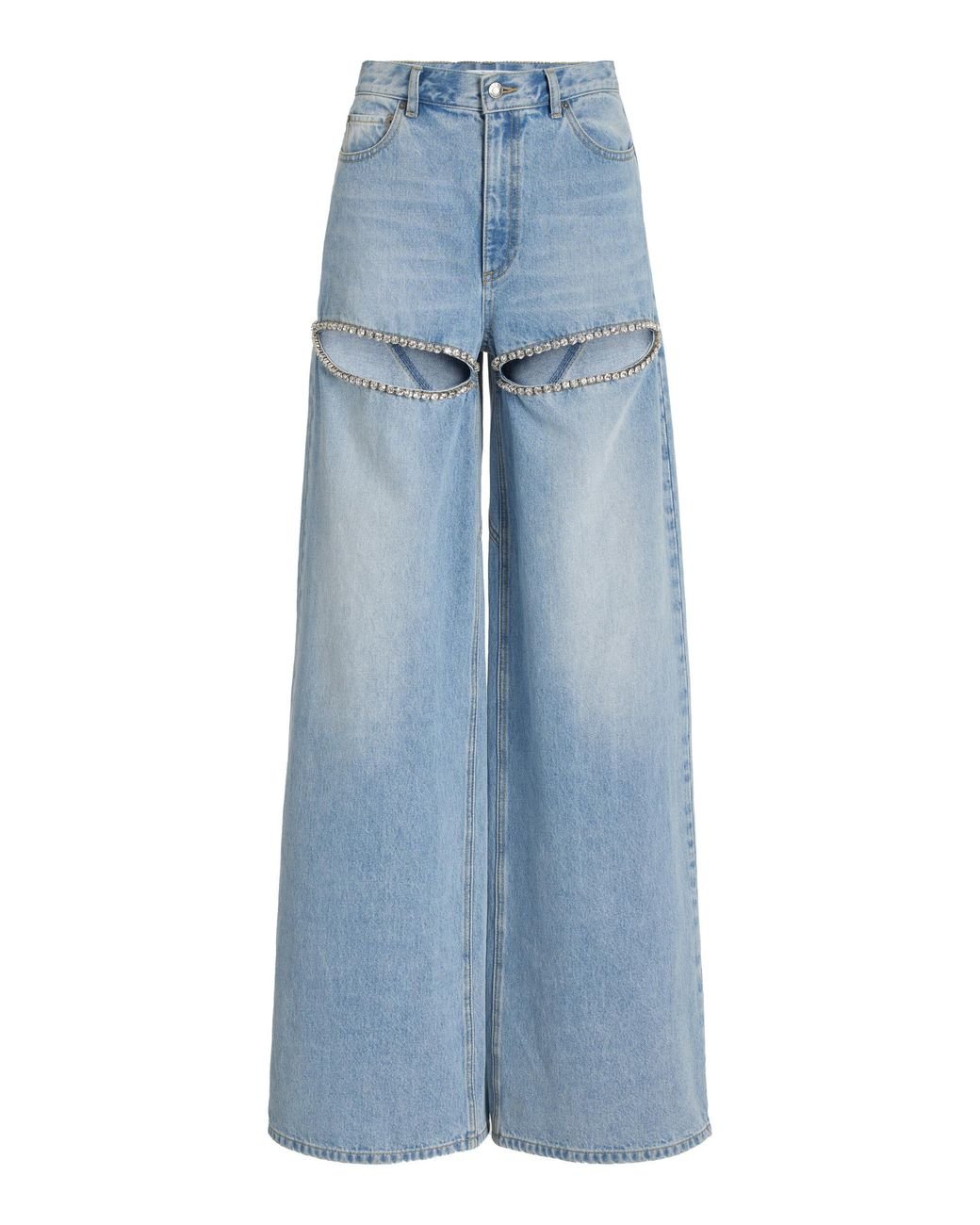Area Crystal-embellished Wide-leg Slit Jeans in Blue | Lyst