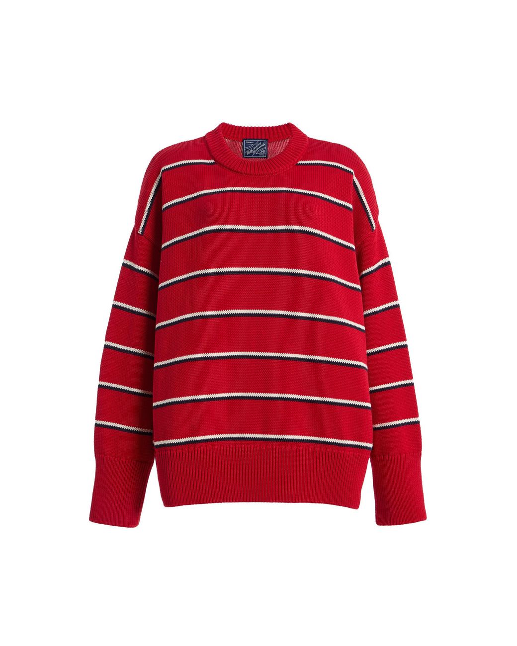 With Nothing Underneath Red Exclusive Cornwall Striped Cotton Sweater