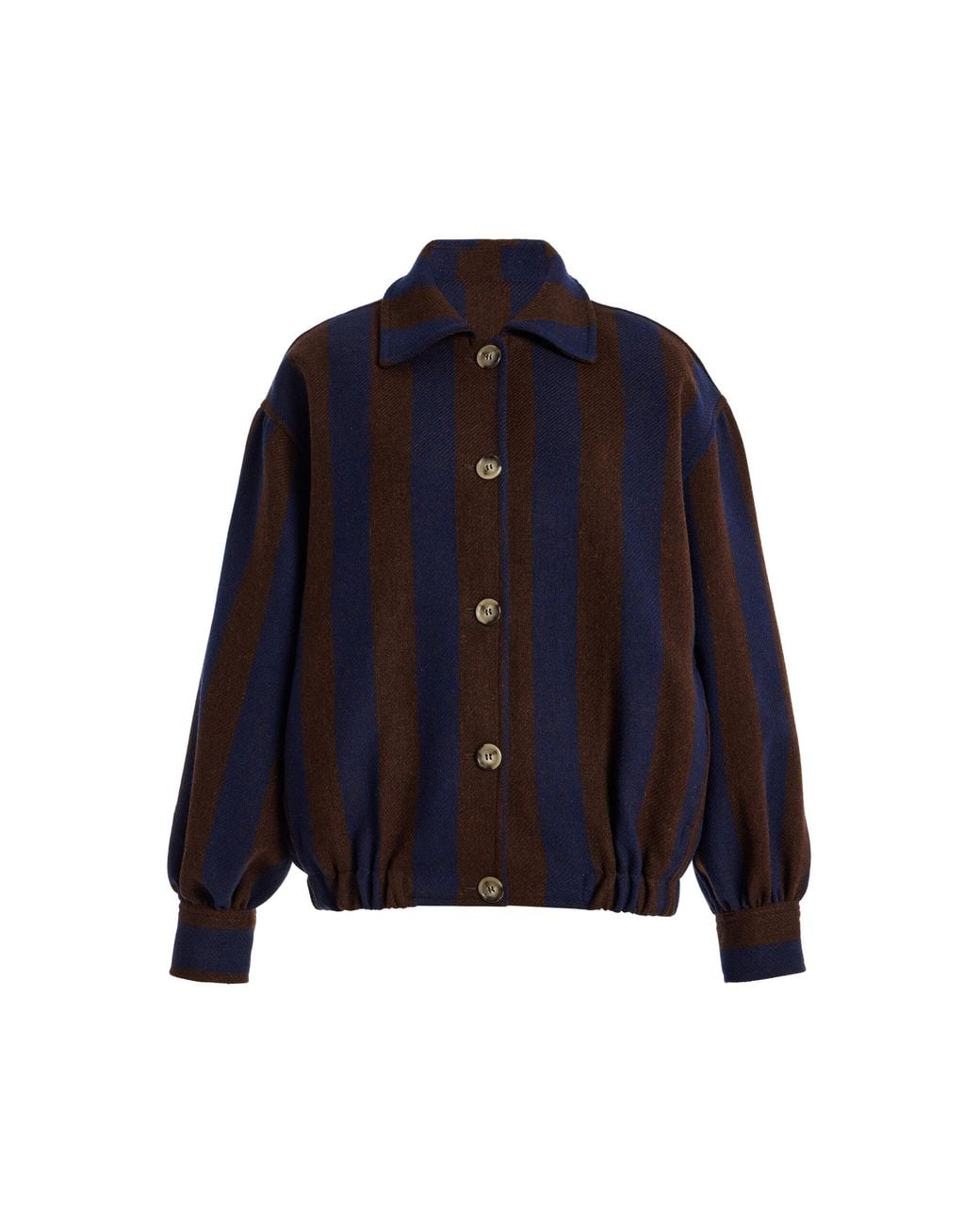 La Veste Blue Striped Wool Bomber Jacket