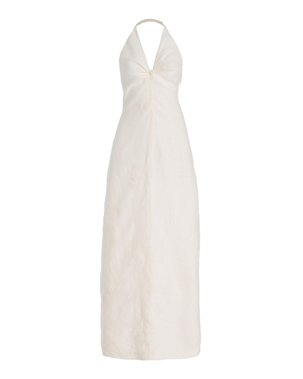 SIR. Alessandra Beaded Linen Maxi Halter Dress in White | Lyst